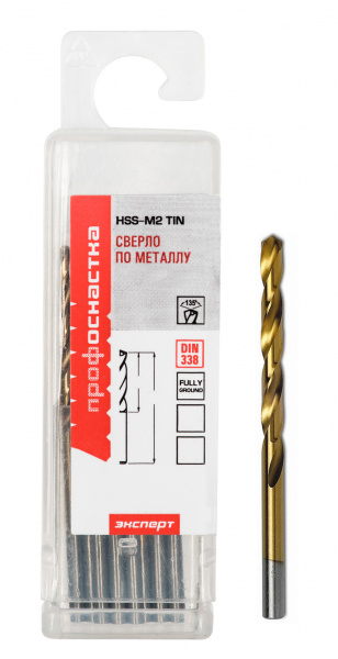 Сверло Ø  4,8 мм ц/х (10 шт.) HSS M2 TIN ПрофОснастка Эксперт